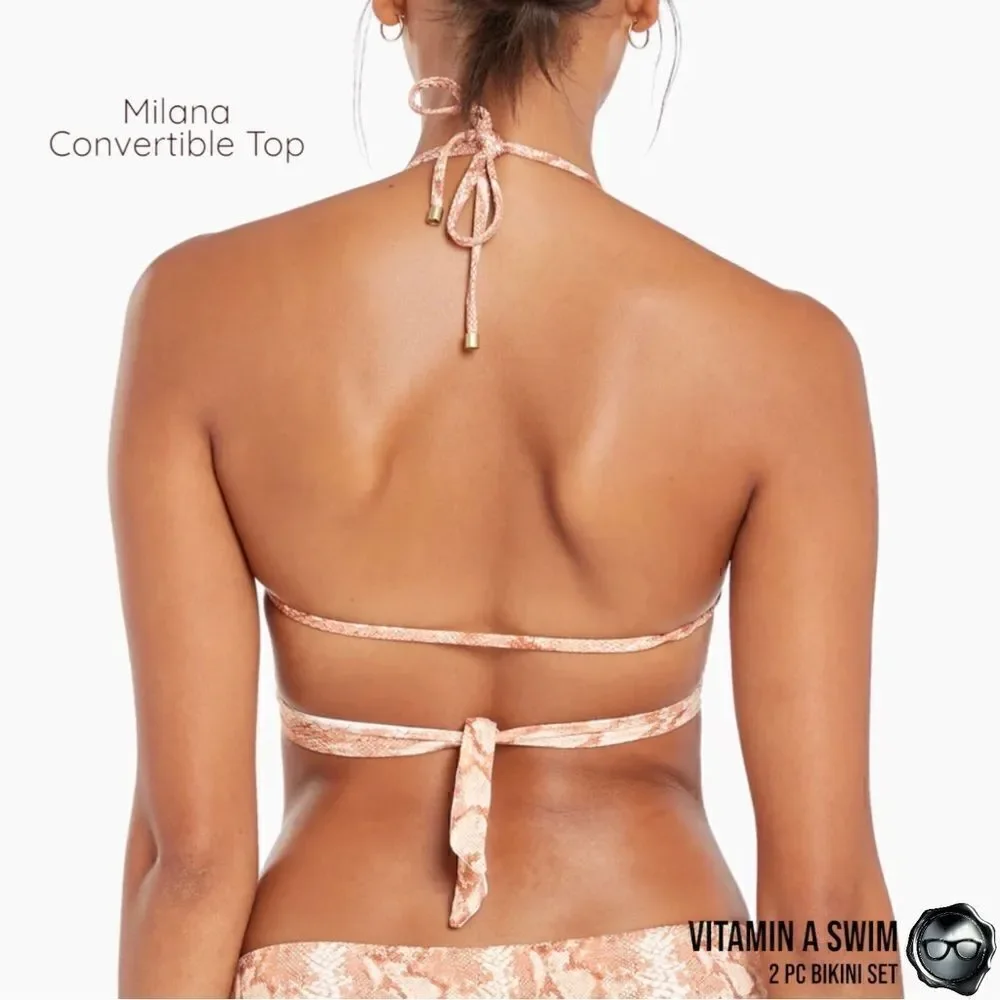 VITAMIN A SWIM MILANA 2-PIECE BRAZILIAN BIKINI SET IN LTD EDITION SAND SNAKE NEW